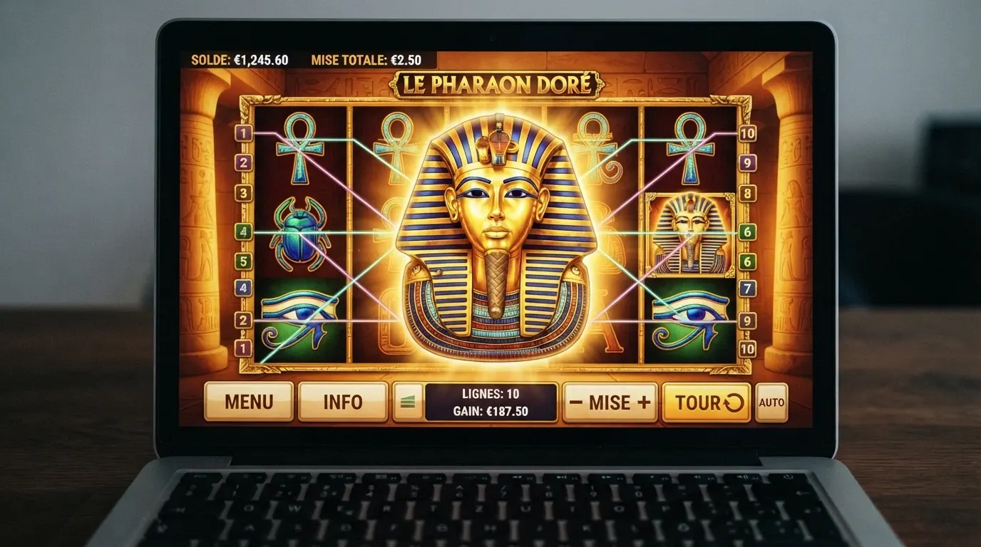 Capture d'écran du gameplay de Book of Dead montrant une grille 5×3 avec le symbole expansif activé couvrant un rouleau entier et les 10 lignes de paiement visibles
