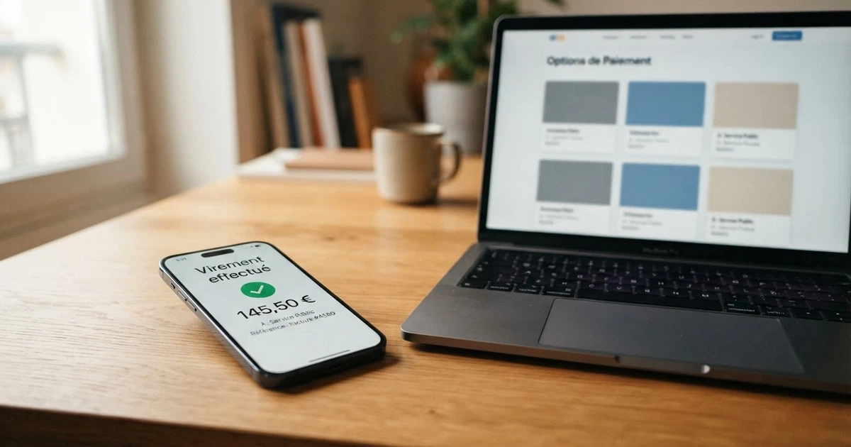 Interface de l'application Lydia sur l'écran d'un smartphone posé à côté d'un écran d'ordinateur affichant un comparatif de casinos en ligne