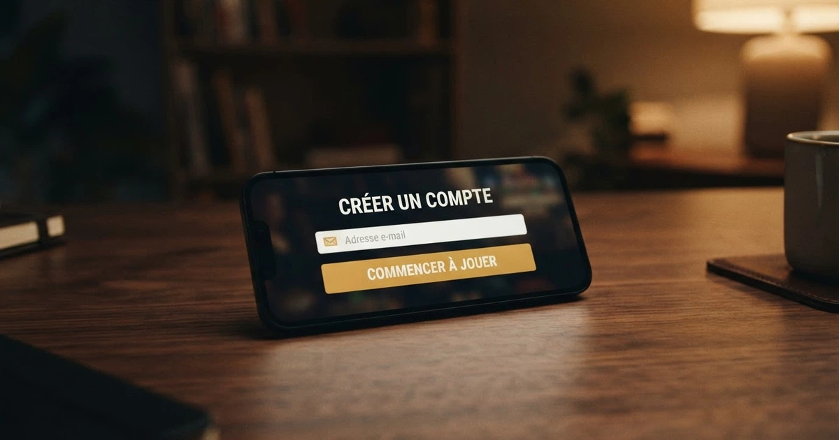 Interface d'un casino en ligne affichant un formulaire d'inscription simplifié sans champ de pièce d'identité