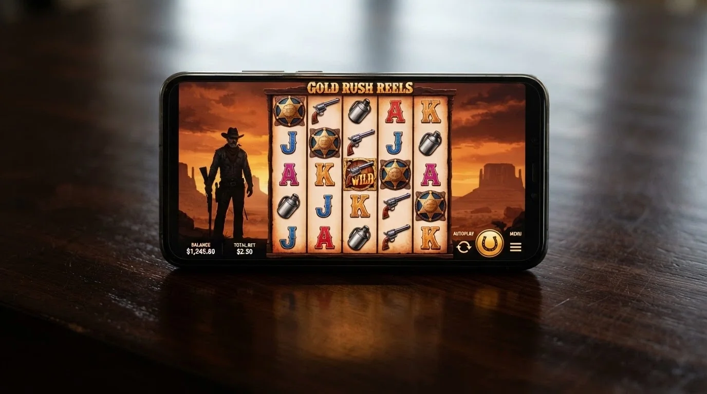 Capture d'écran de la machine à sous Wanted Dead or a Wild avec son cowboy emblématique et la grille 5×5